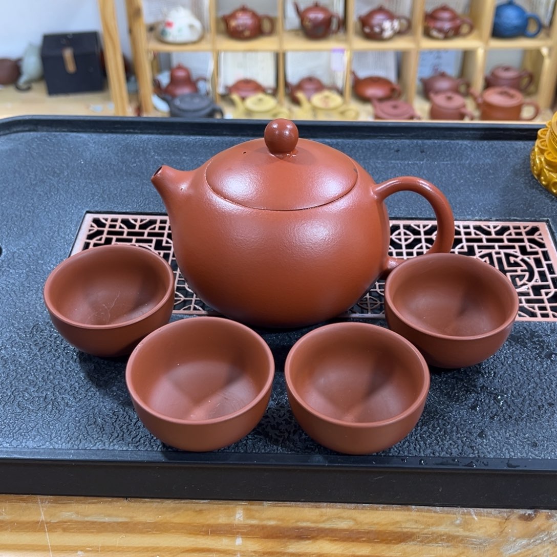 紫砂茶案胖西施（一壶四杯）