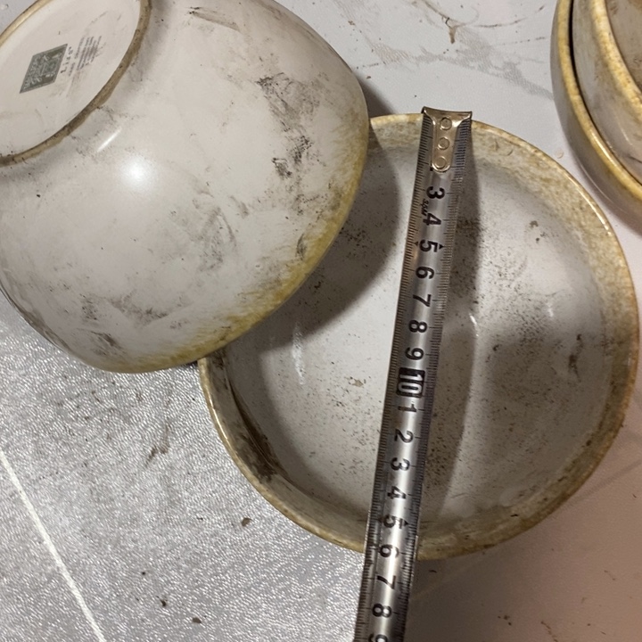 瓷片洒金白粉引碗一对微瑕疵