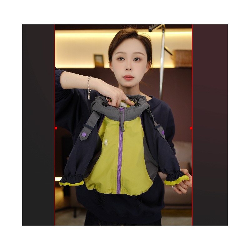 2024秋冬款潮童穿搭儿童韩版防风时尚冲锋衣加棉厚连帽套装28911