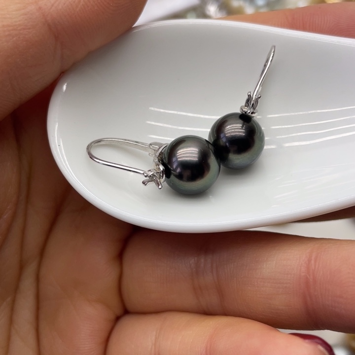 海水珍珠耳饰银S925镶嵌