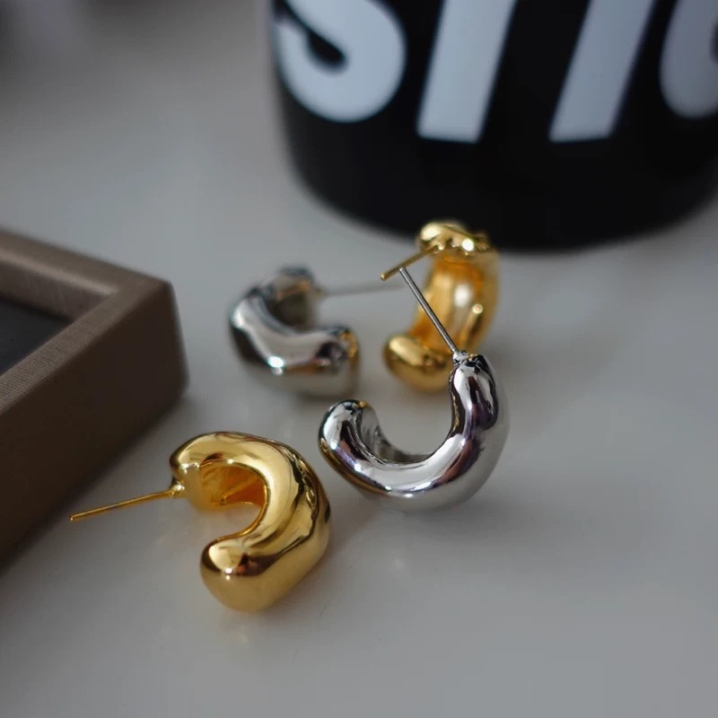 铜合金耳饰 简约气质金属冷淡风耳圈8882