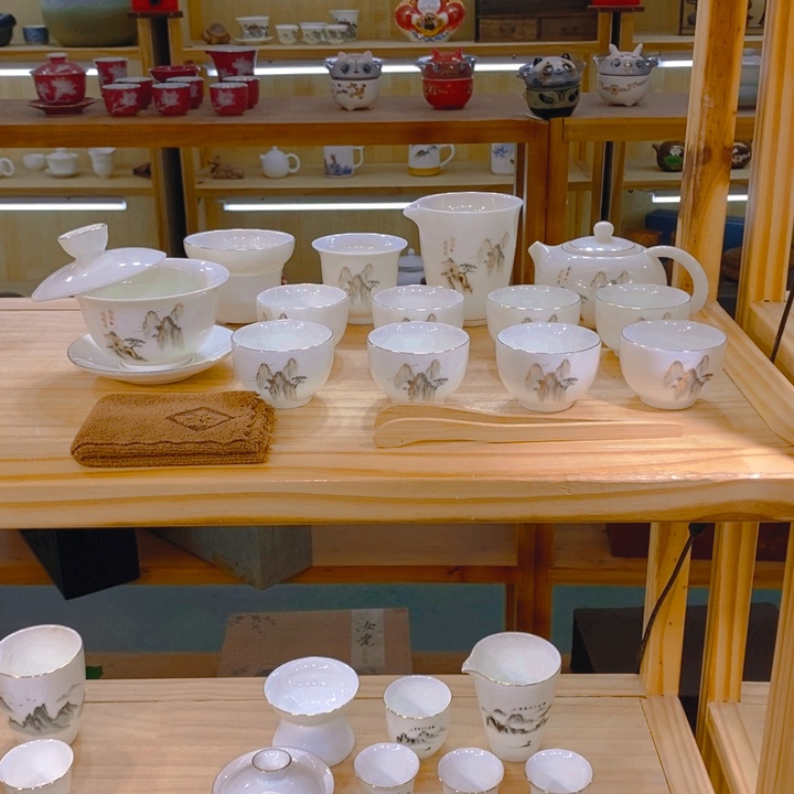 【不止】羊脂玉瓷茶具套装