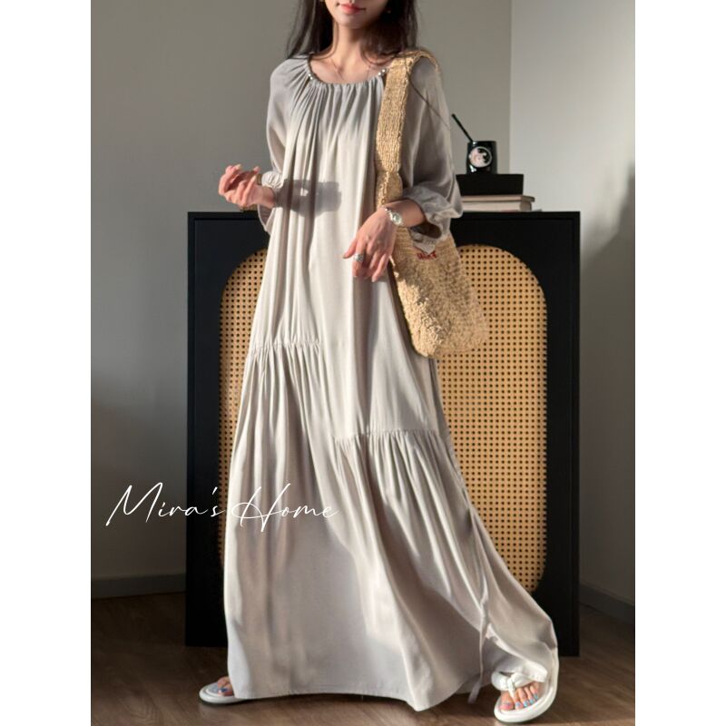 【斜纹串珠裙】春夏棉绸休闲高级时尚洋气串珠裙