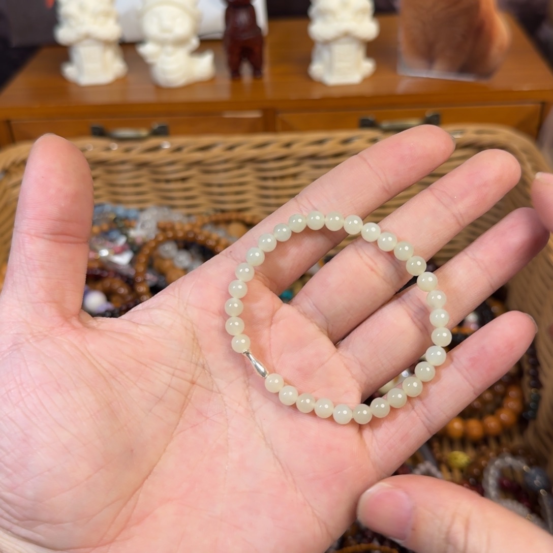 和田玉（糖玉）手链银S925镶嵌