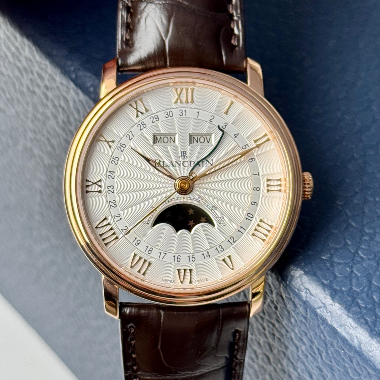 99新 Blancpain 经典系列18k红金6664- 3642-55B21年全套表径40mm
