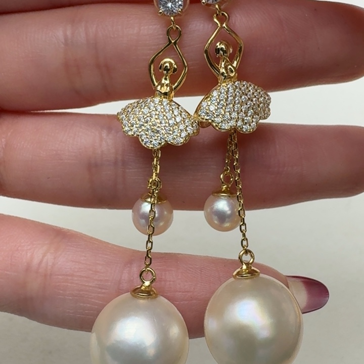 拼合珍珠（马贝珠）耳饰银S925镶嵌