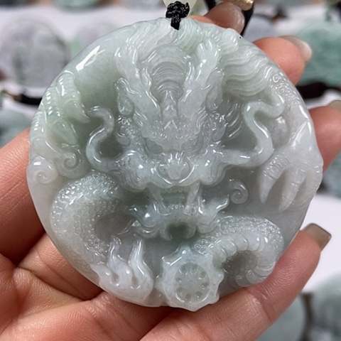 翡翠颈饰未镶嵌龙凤呈祥两面工福利