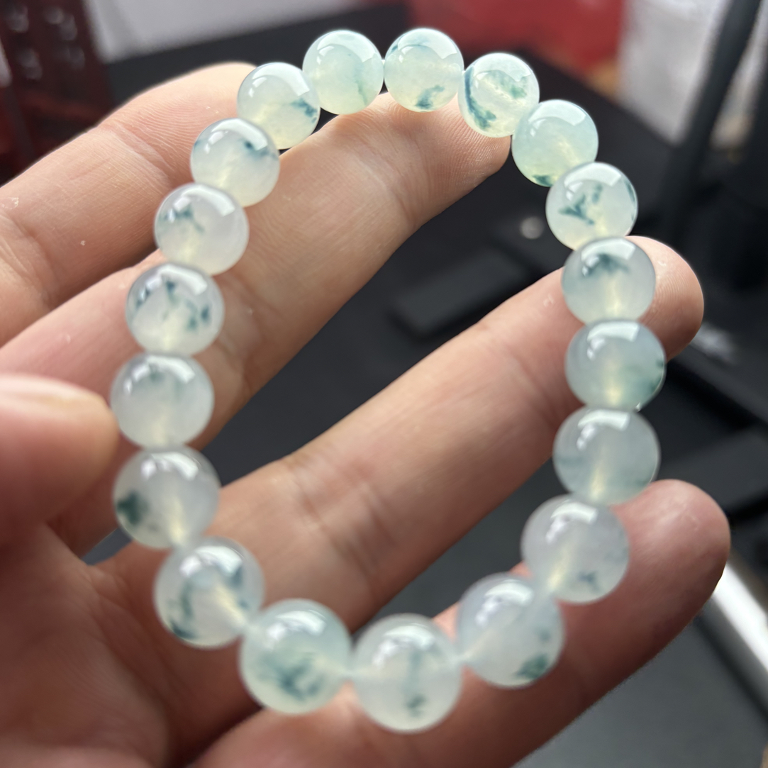 缅甸翡翠冰种飘花卡10*19颗