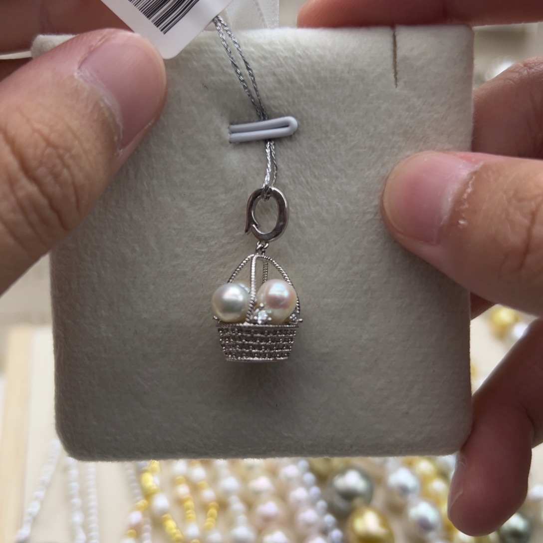 吊坠(不含链)银S925镶嵌海水珍珠6.5mm海水Ak万能扣