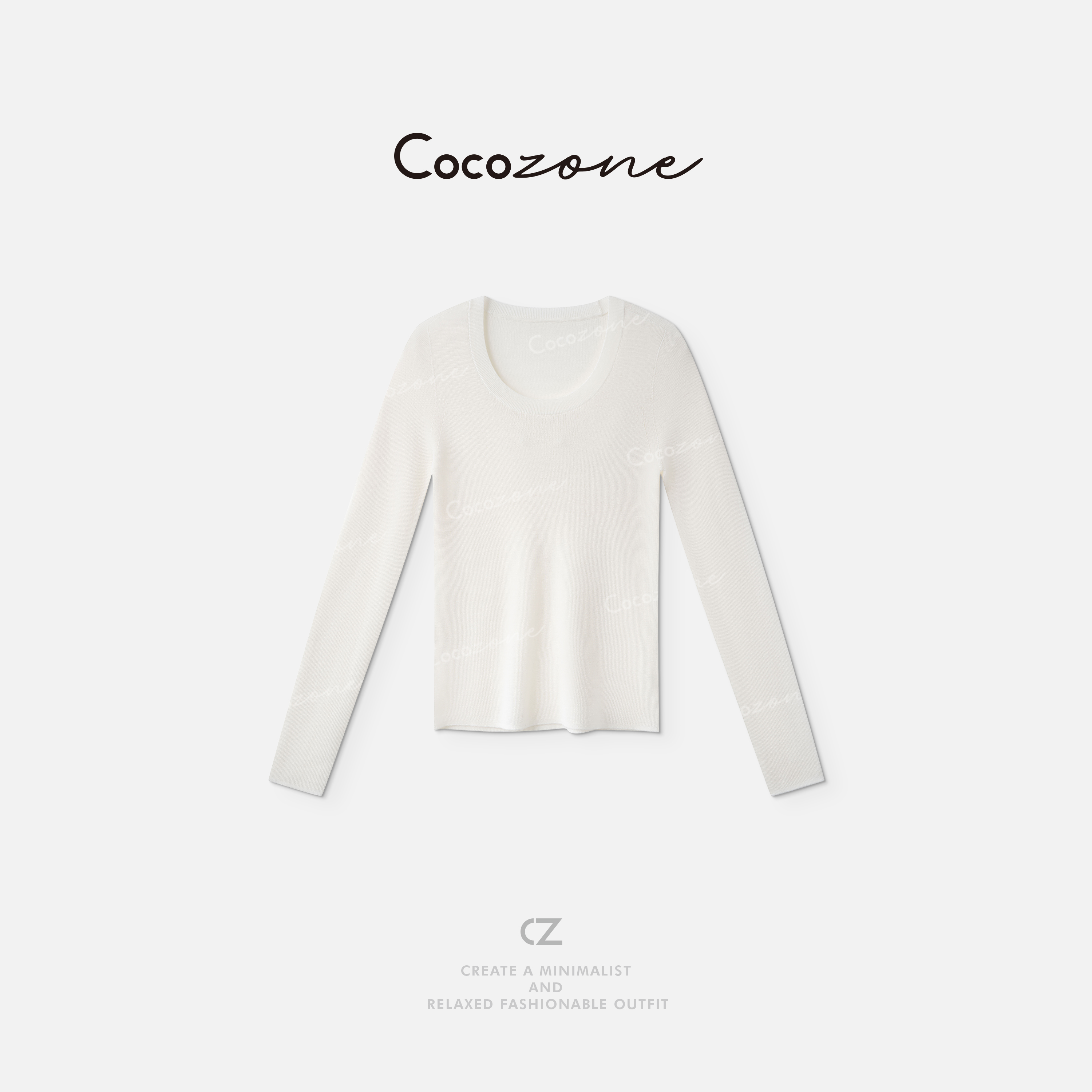 COCO ZONE 刘一一【100美丽诺羊毛】U领纯色毛织上衣 CD2A1777