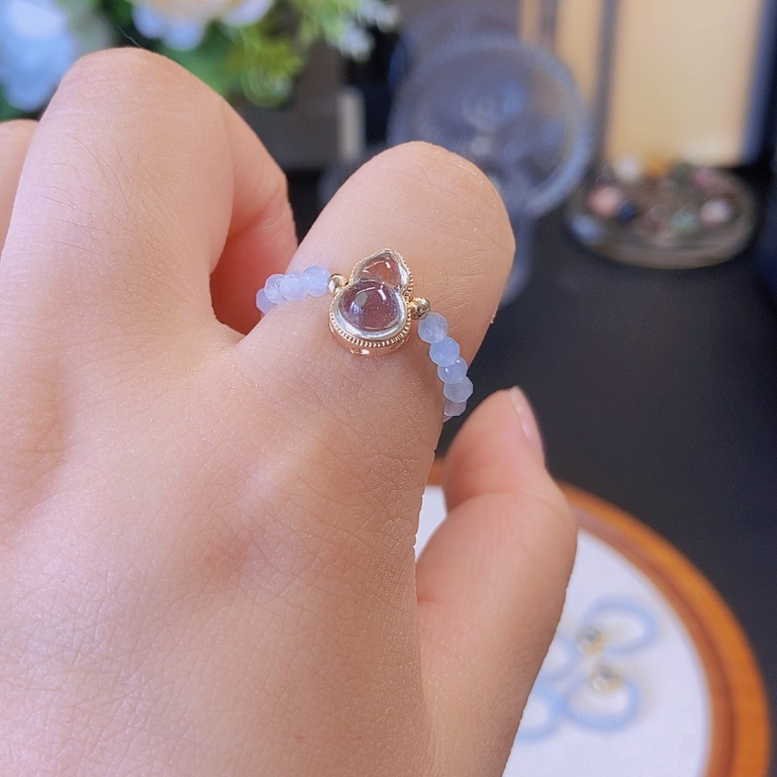 水晶戒指未镶嵌切面海蓝宝葫芦