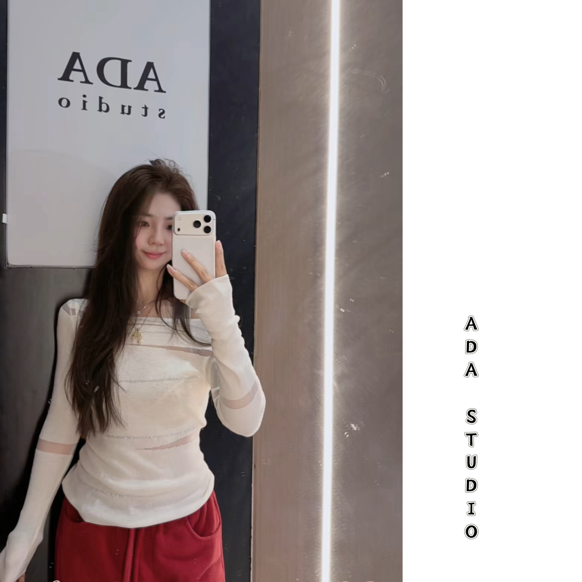 Ada定制【娇柔身段】镂空烫钻细闪针织衫显瘦纯欲风收腰打底上衣