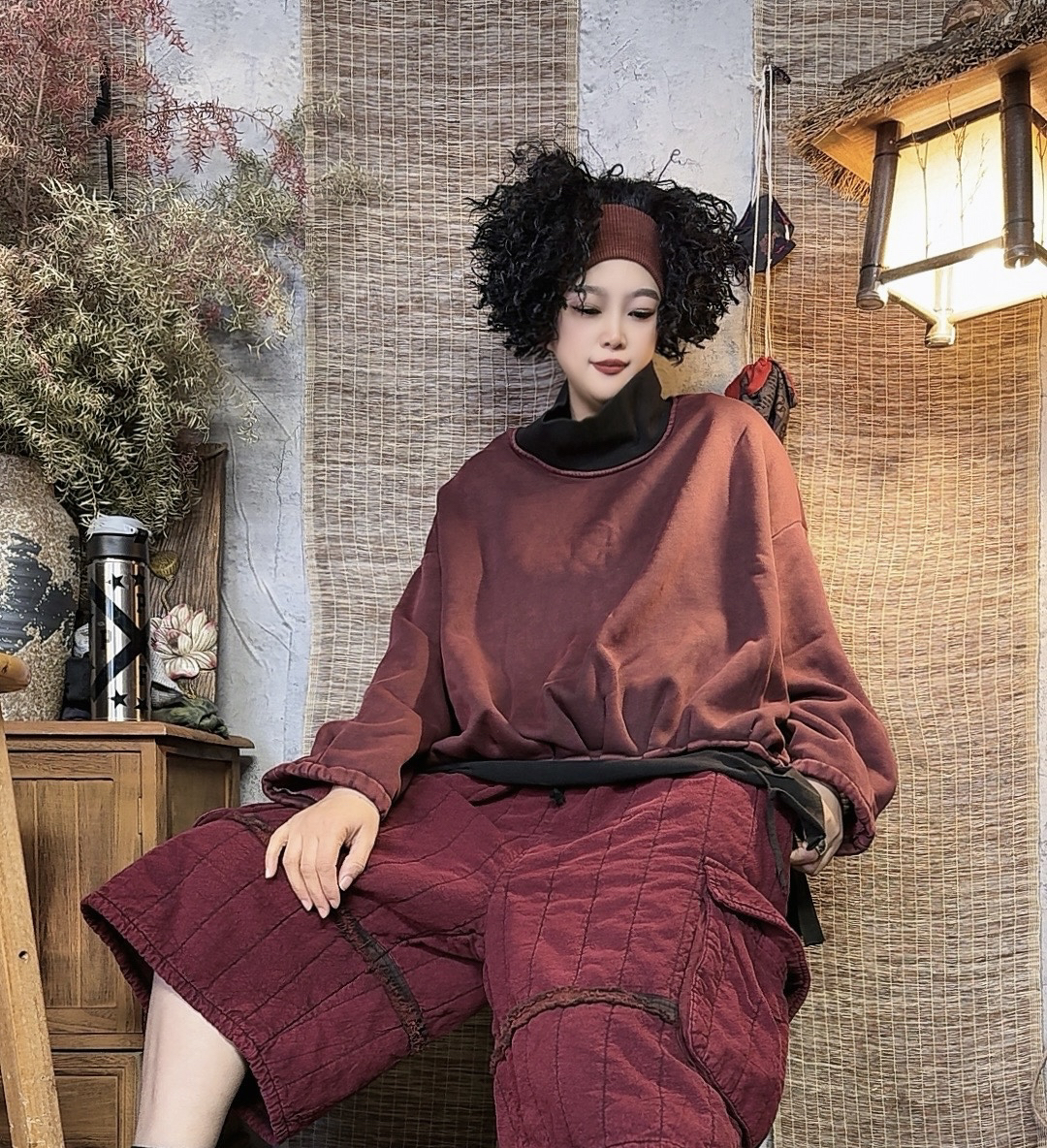 高领做旧拼色时尚秋冬设计师设计感百搭卫衣韩版运动宽松拼接0777