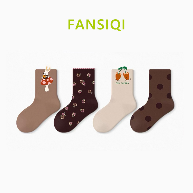 女童中筒袜儿童袜子秋冬季新款卡通兔子韩版无骨女童袜子