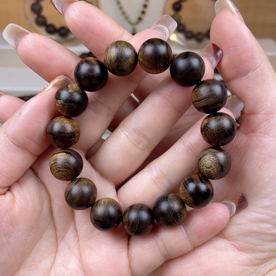 沉香手串冯*越南芽庄白棋楠虎斑留疤