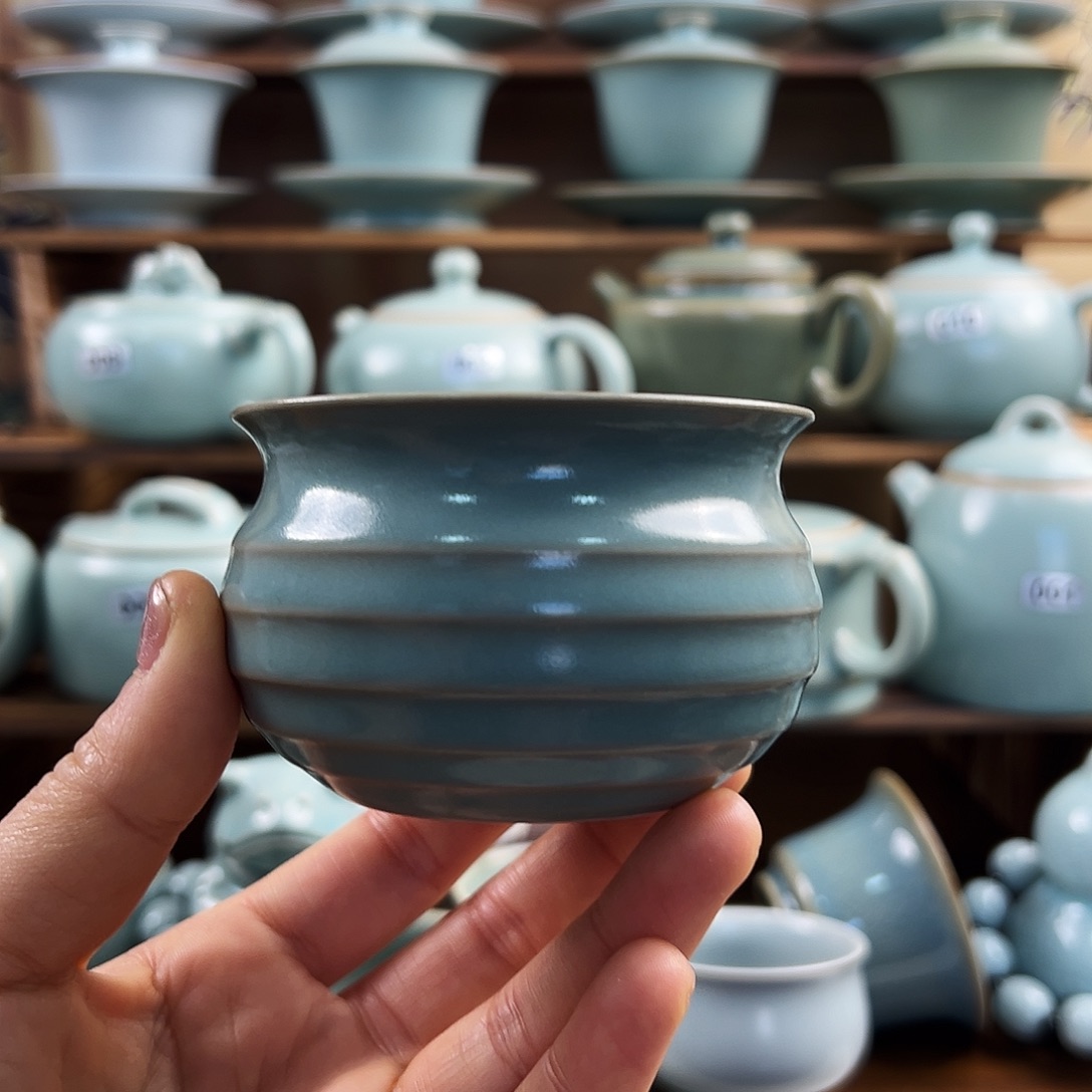 仿古釉炫纹福袋杯