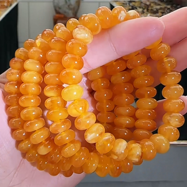 【齐福珠宝】10mm俄料21号老油料算盘红花蜡单圈（多样性发其一）