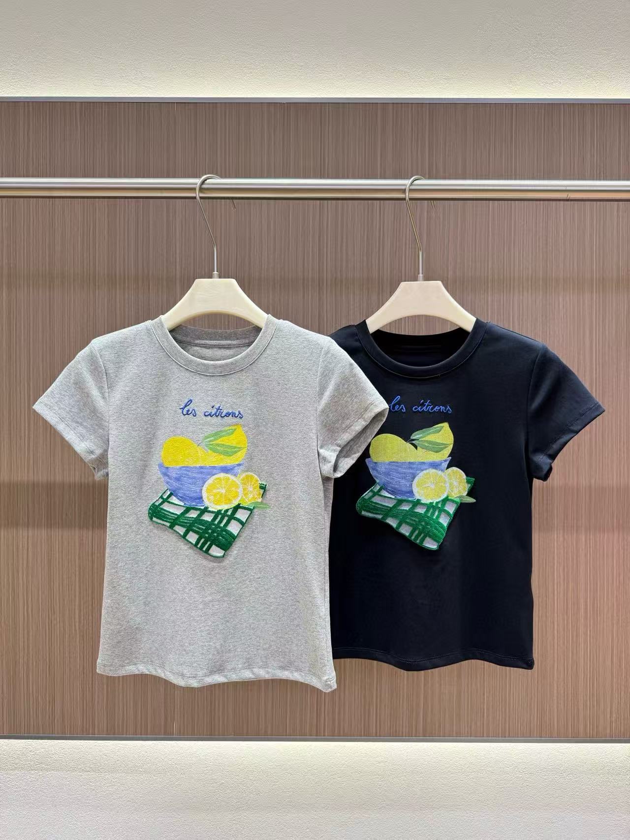 深圳南油原创2025新款柠檬印花T恤25153