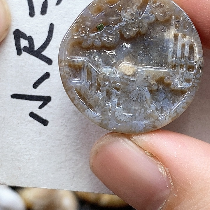 颈饰未镶嵌硅化珊瑚（珊瑚玉）