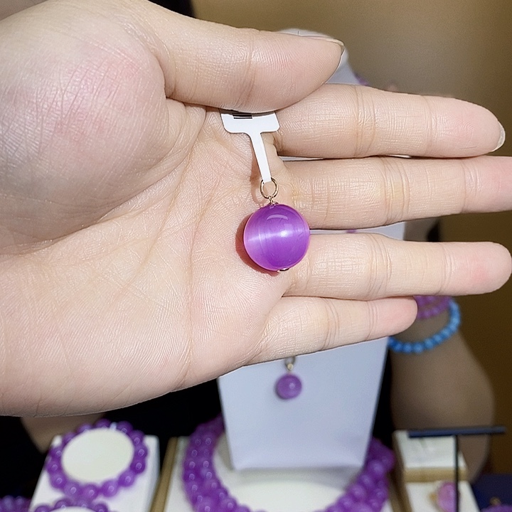 锂辉石18K紫锂辉高冰收藏级特级龙珠16+18K金镶嵌