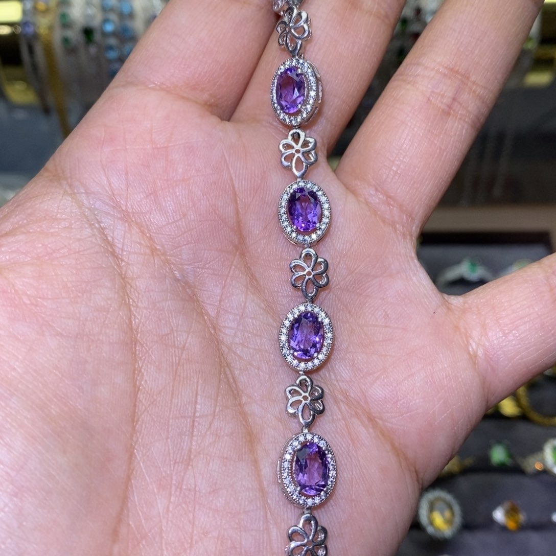 紫晶手链银S925镶嵌56788