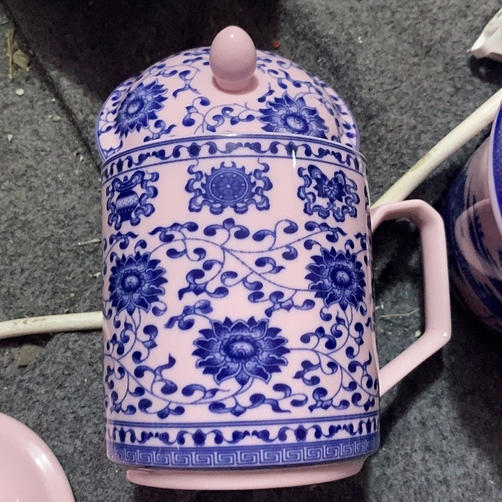 摆件陶红稀土莲托八宝办公杯