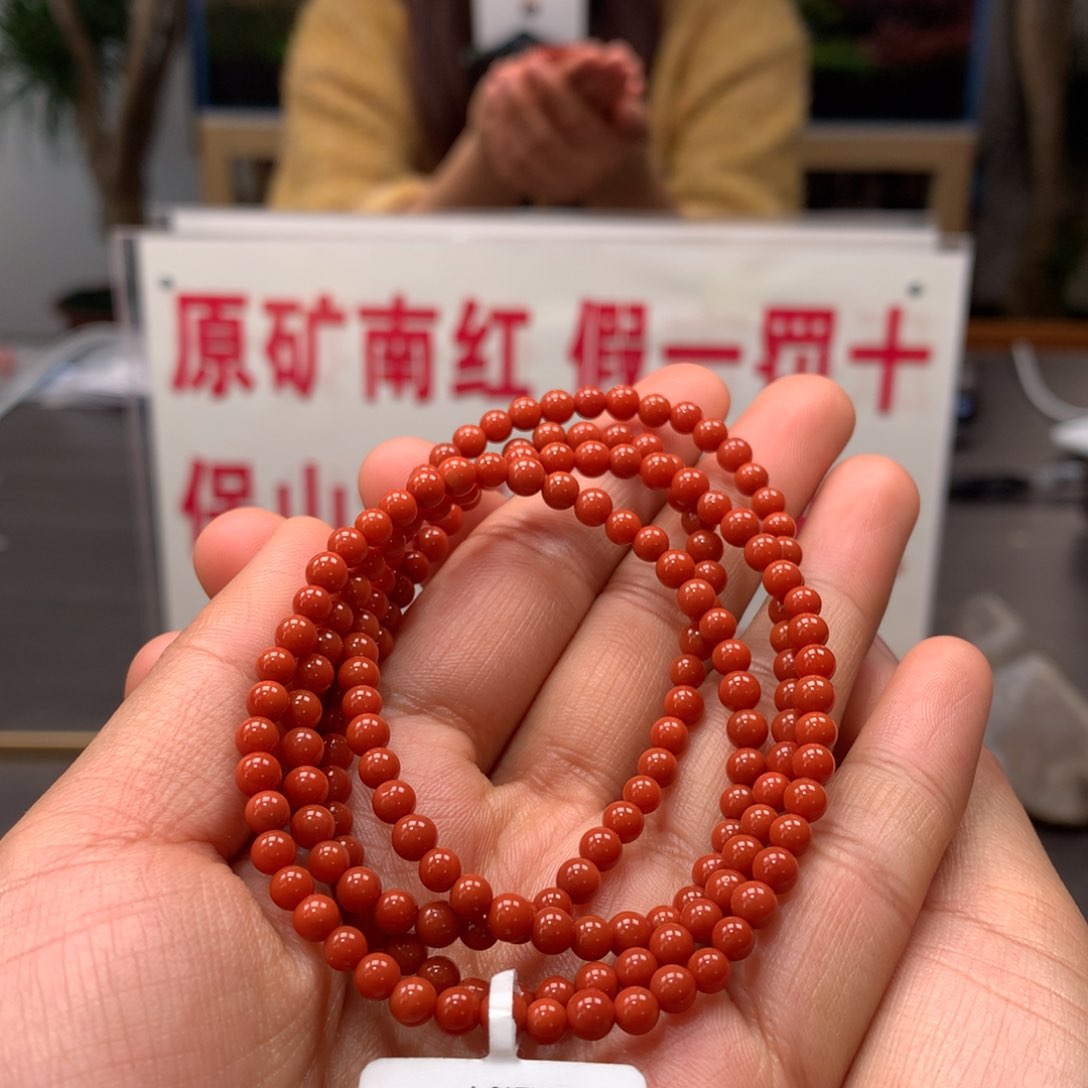 南红玛瑙4mm官坡柿子锦多圈未镶嵌
