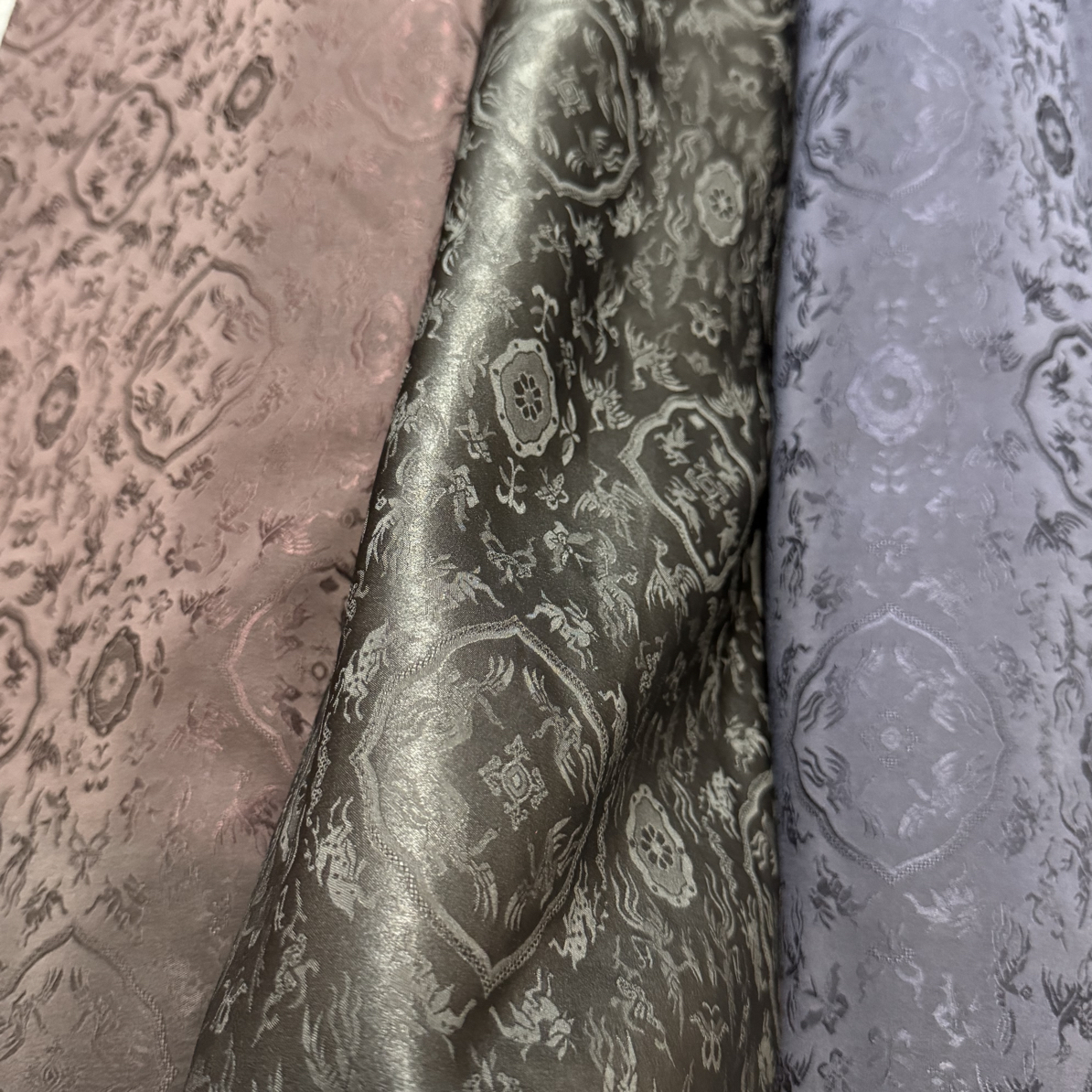 桑波缎鹤鹿同春黑，雾霾蓝、可可色112门幅26姆米