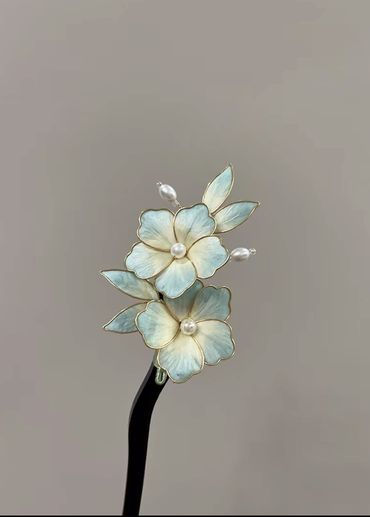 雨点手工复古绿色优雅发夹气质发簪纯手工蚕丝绒花发簪购买链接