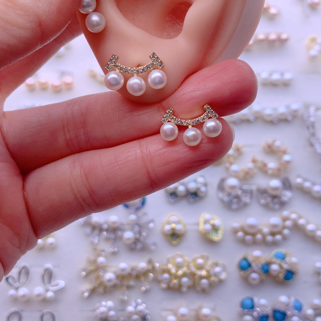 合金淡水珍珠耳饰