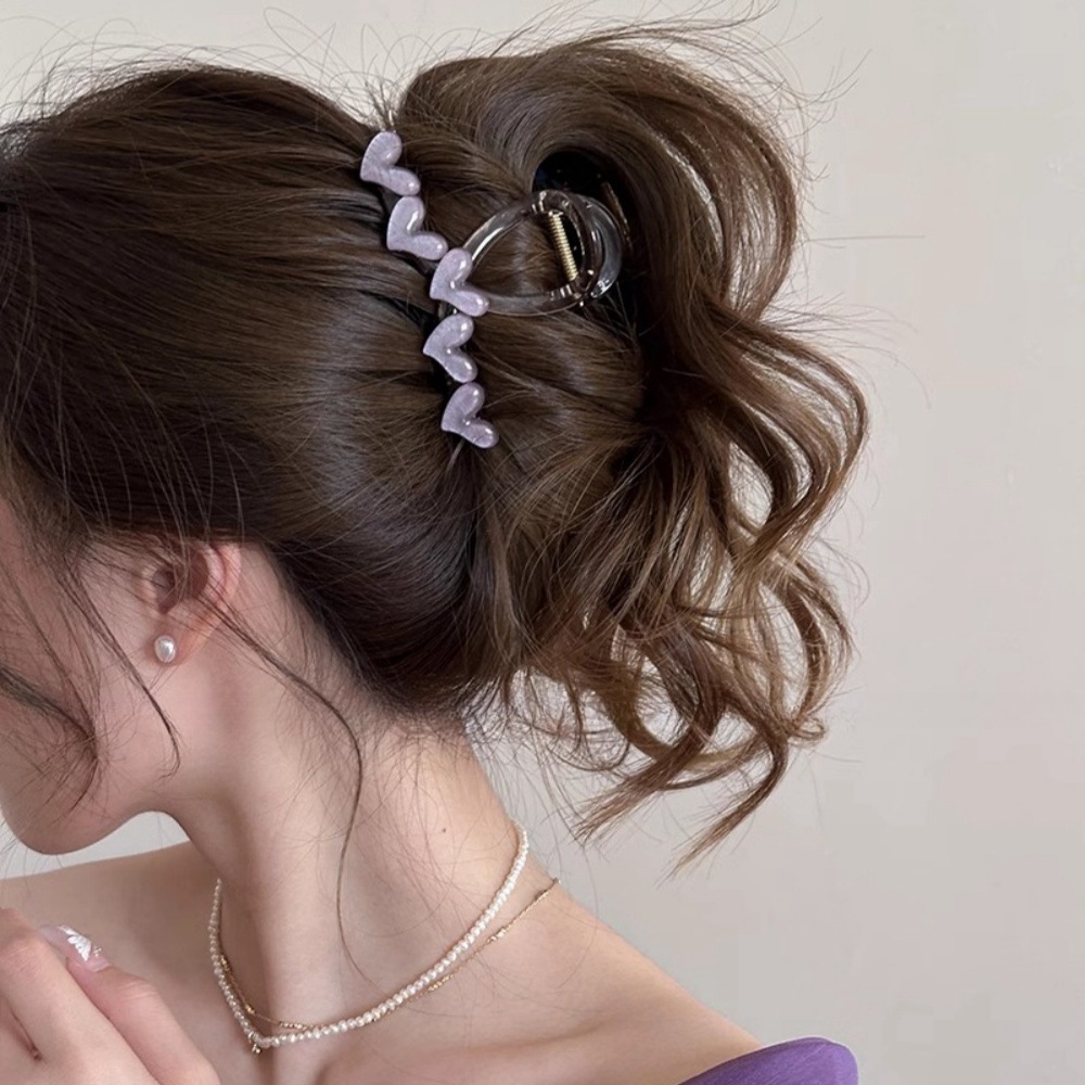 清新韩系爱心抓夹女高级感简约发饰亚克力ins后脑勺鲨鱼夹多色可