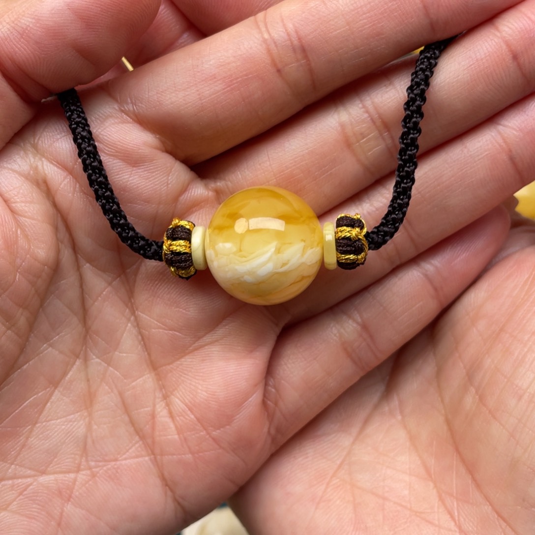 蜜蜡裸石未镶嵌20+蜜蜡锁骨链