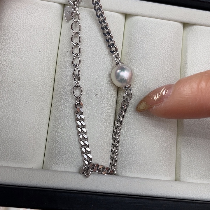 手绳海水珍珠银S925镶嵌