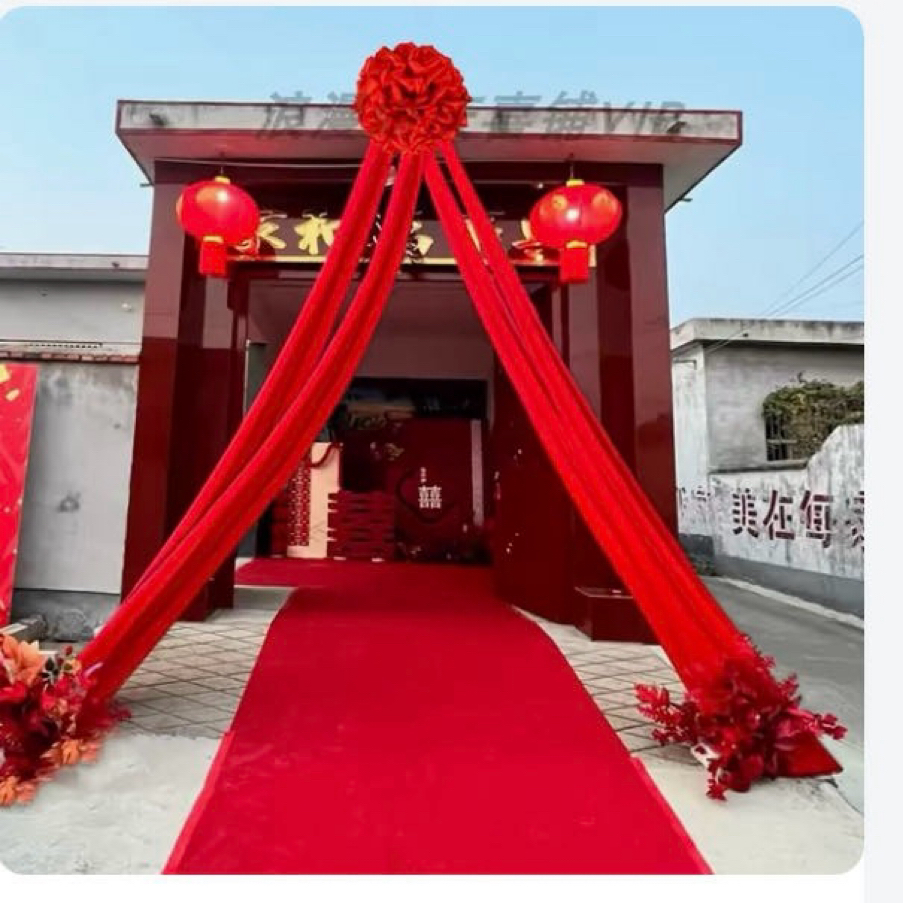 大红花球红绸布绣球结婚乔迁新房户外阳台楼梯围栏装饰楼顶婚房