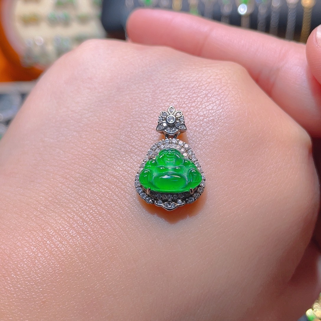 翡翠银S925镶嵌吊坠(不含链)