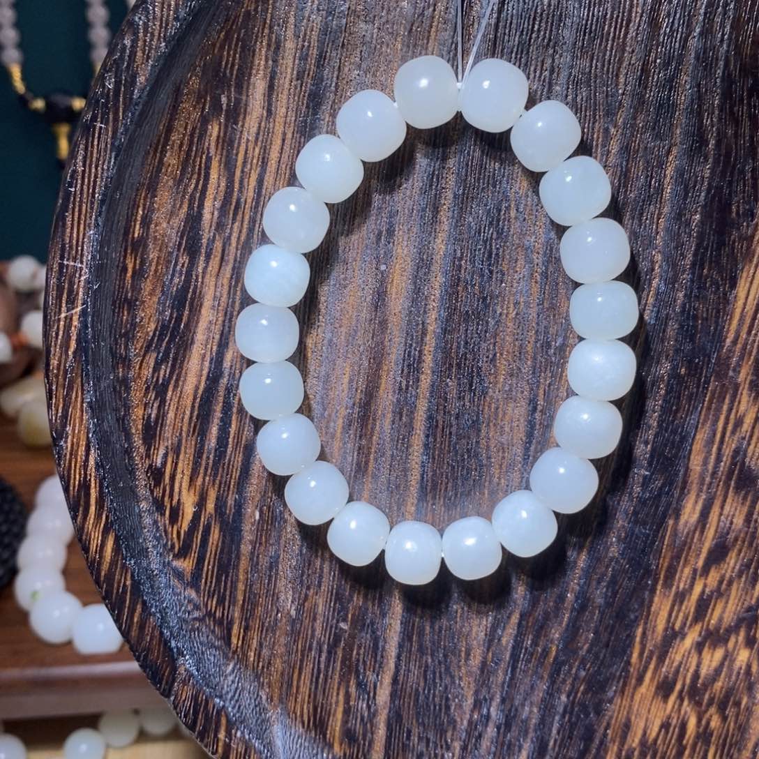 和田玉手串未镶嵌卡10老型微瑕