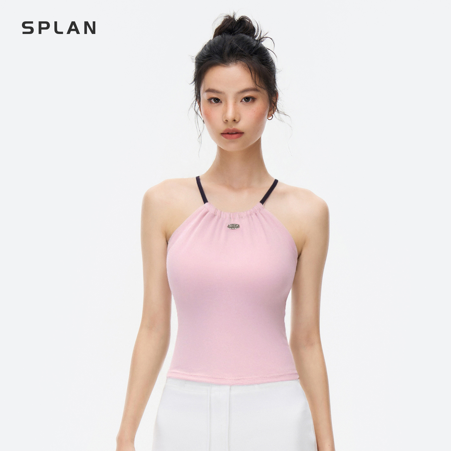 【春夏新品】SPLAN唤醒计划 撞色可调节细肩带瑜伽运动背心25895