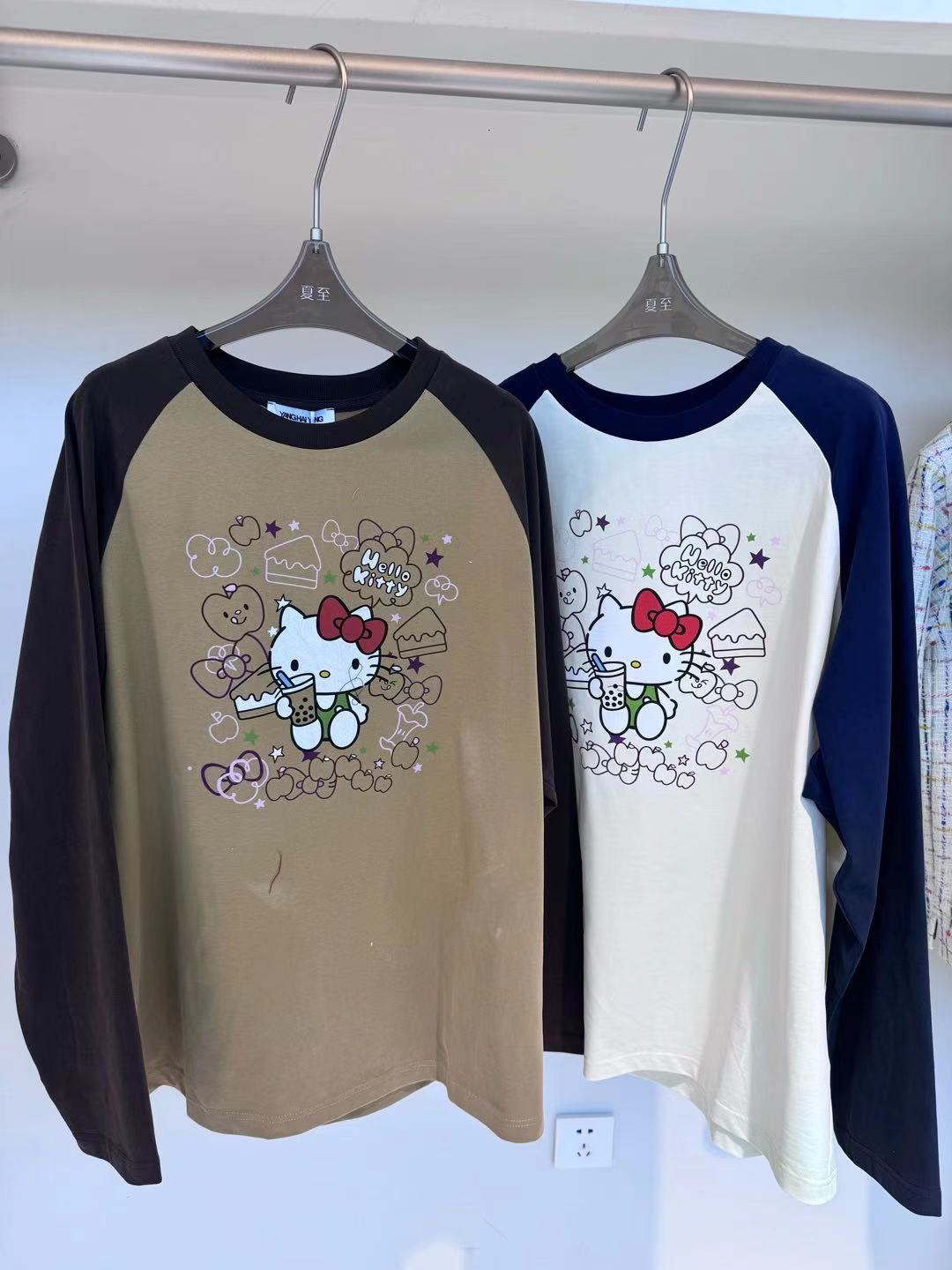 YANGHAIYANG奶茶猫猫插件袖T恤