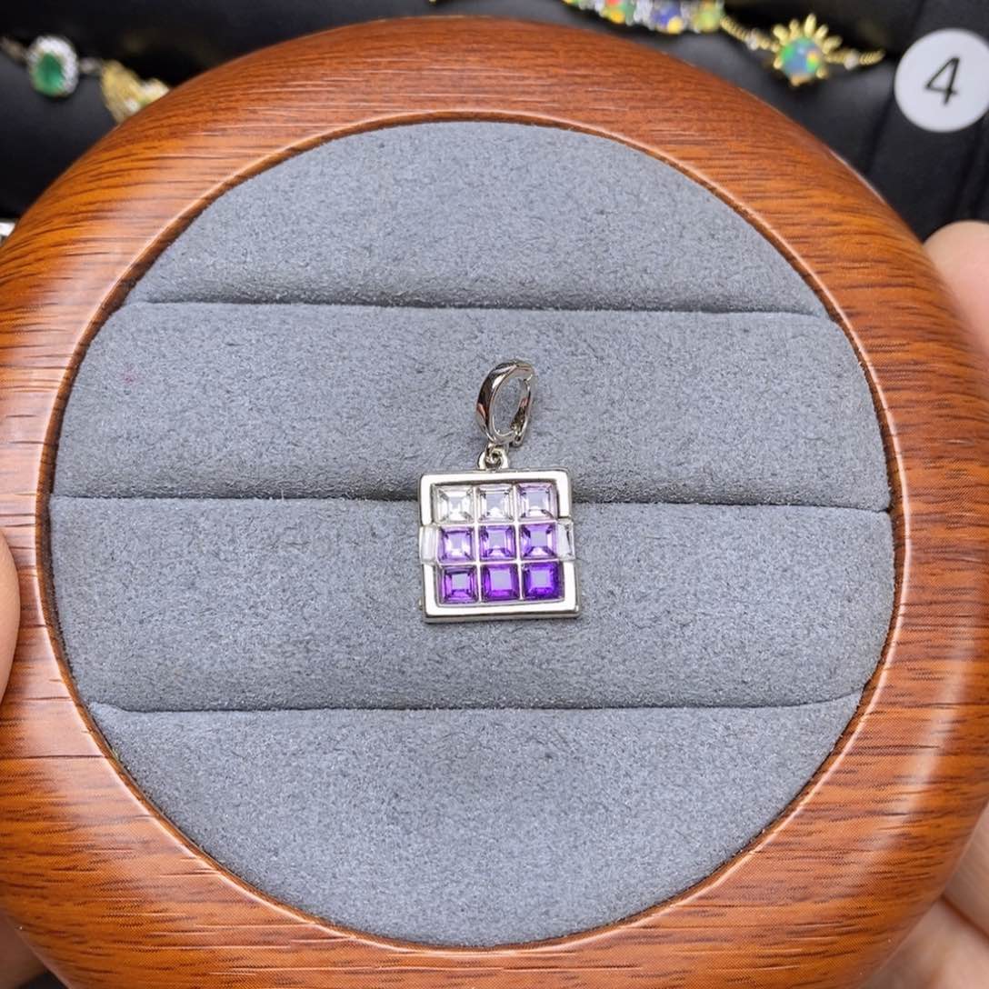 银S925镶嵌吊坠(不含链)紫晶