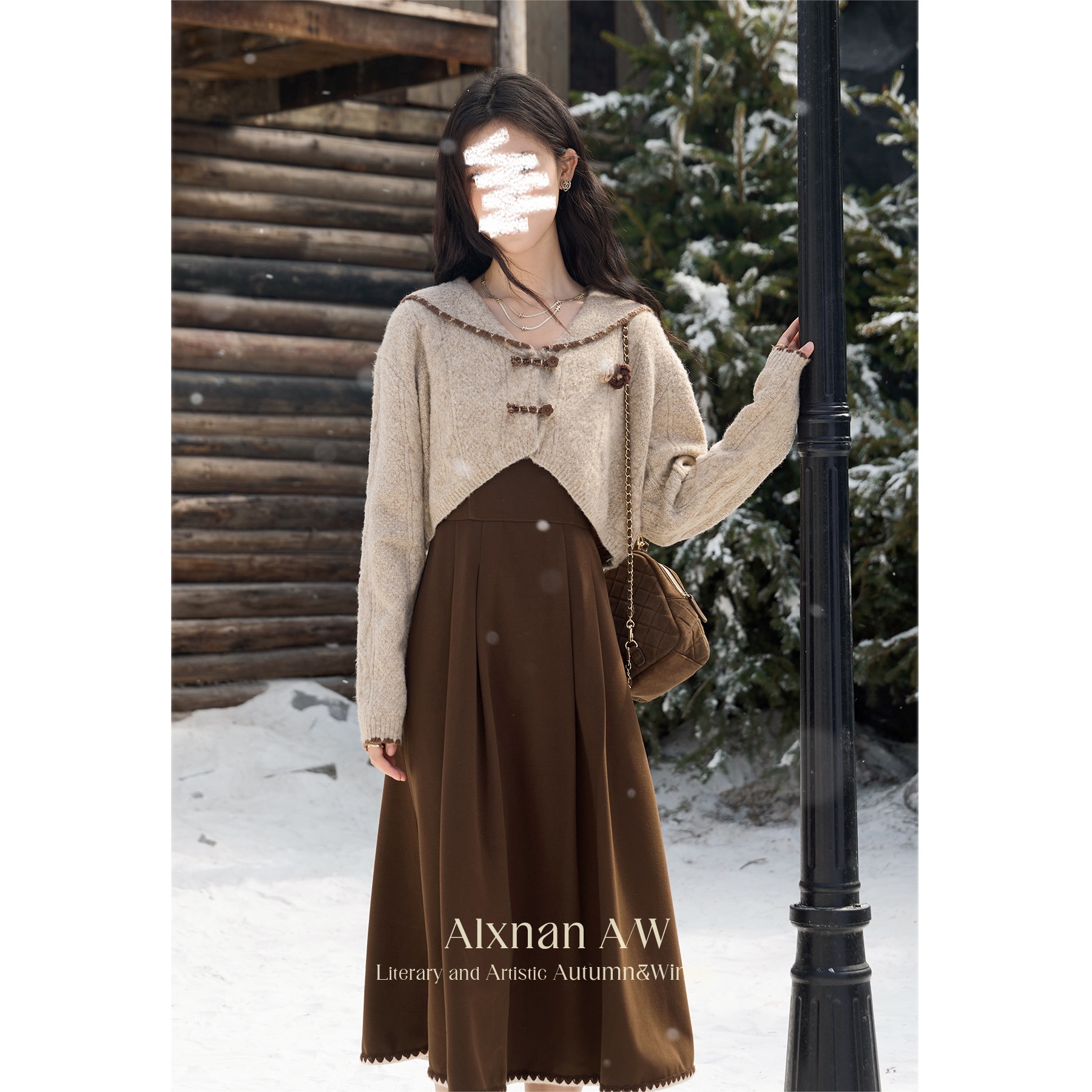 现货【品牌撤柜款ZB】保暖气质显瘦长袖针织衫L52253SY