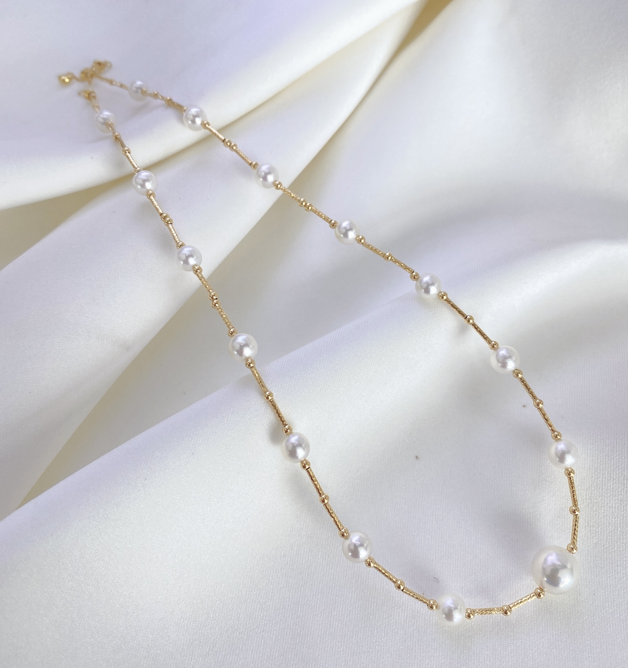 AKoya满天星项链 5.5-6mm+8.5-9mm 18k金 无调色