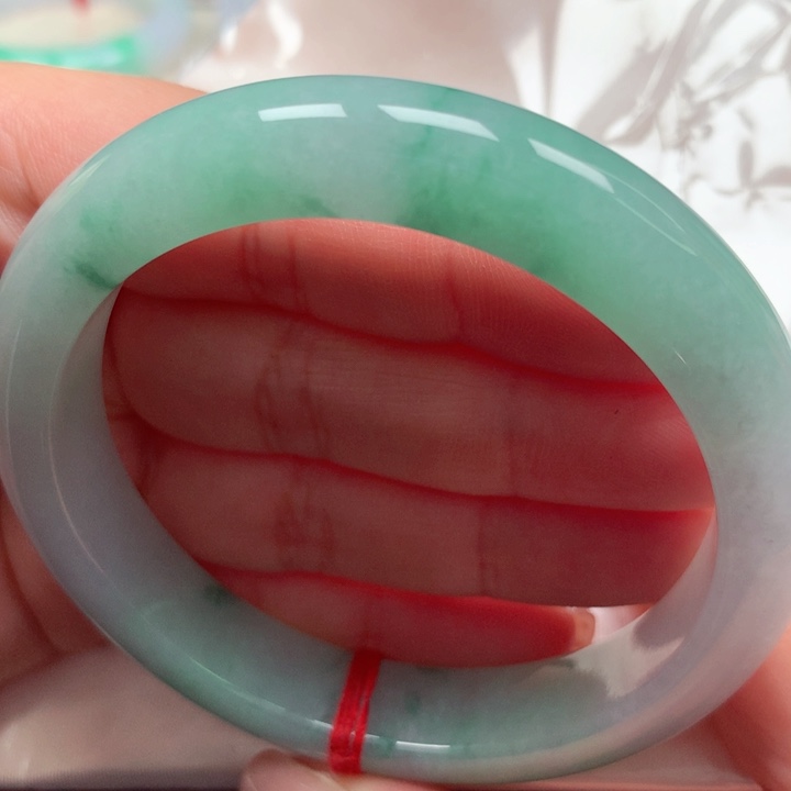 翡翠手镯未镶嵌冰胶绿花26