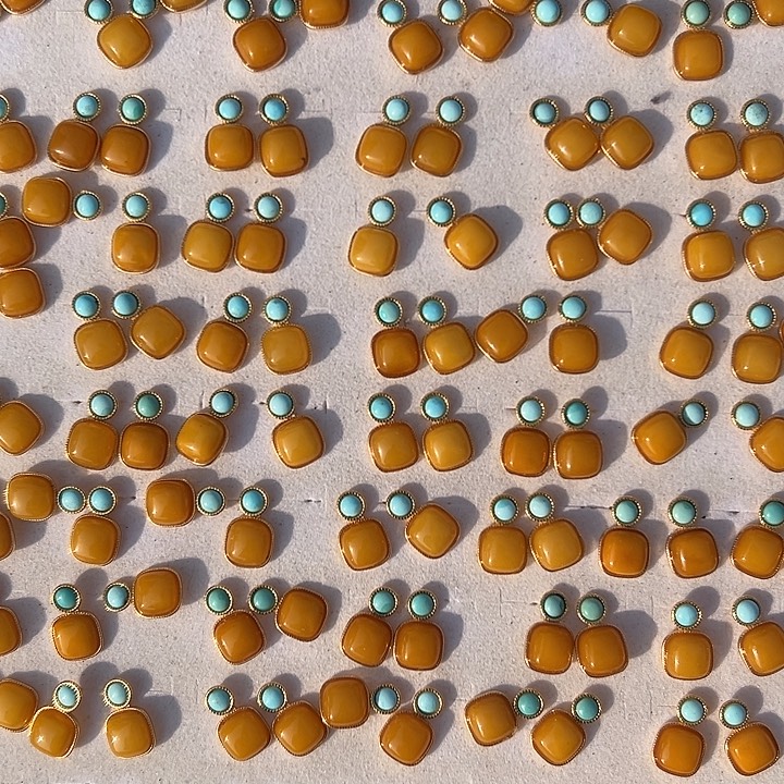 琥珀银S925镶嵌颈饰耳钉多样性拍一发一