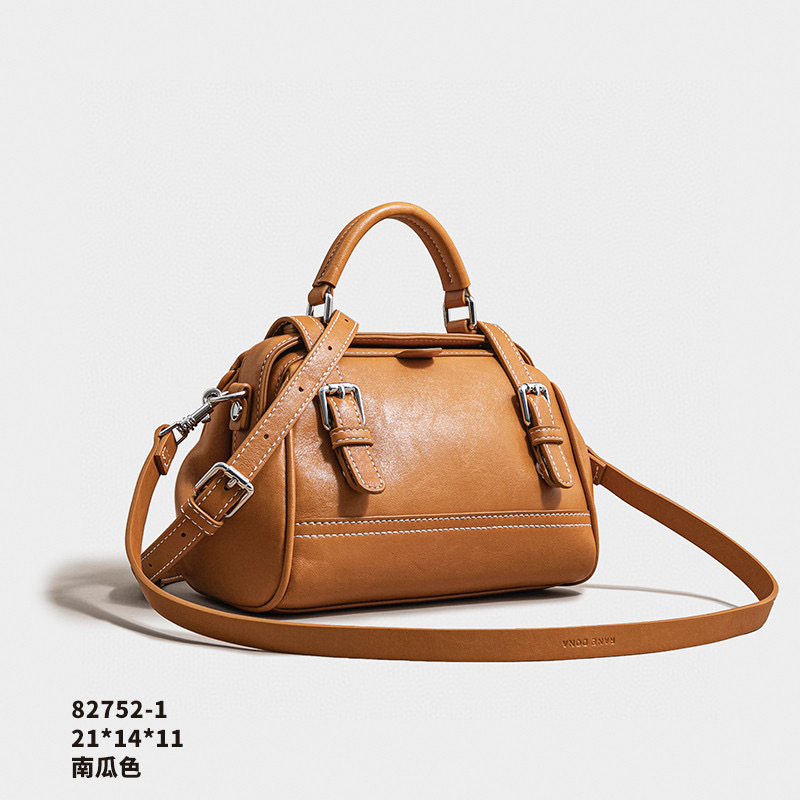 【佐伊甄选】SK-82752-1-南瓜色轻奢女士时尚百搭小众真皮单肩挎包