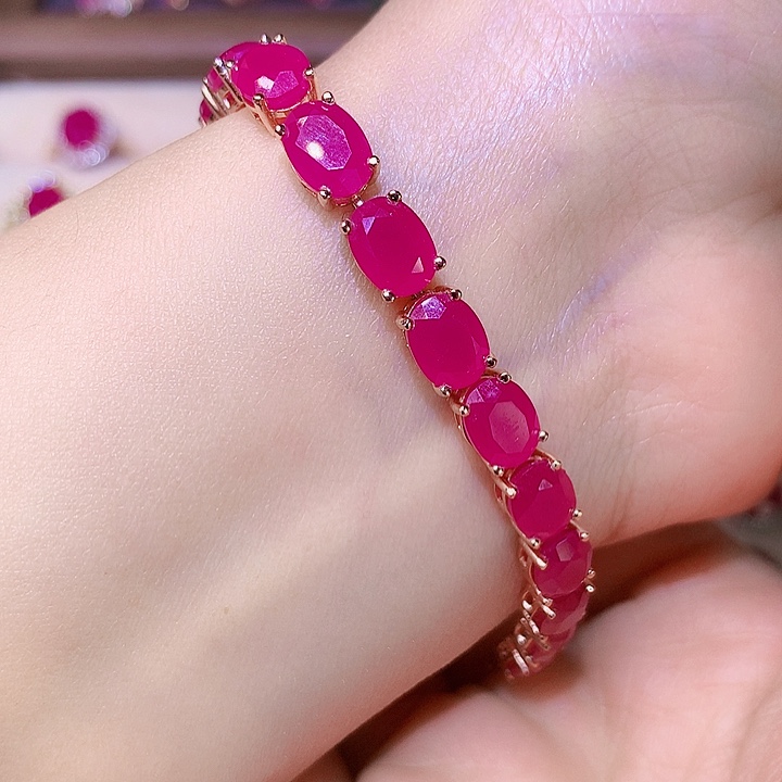 红宝石手链银S925镶嵌