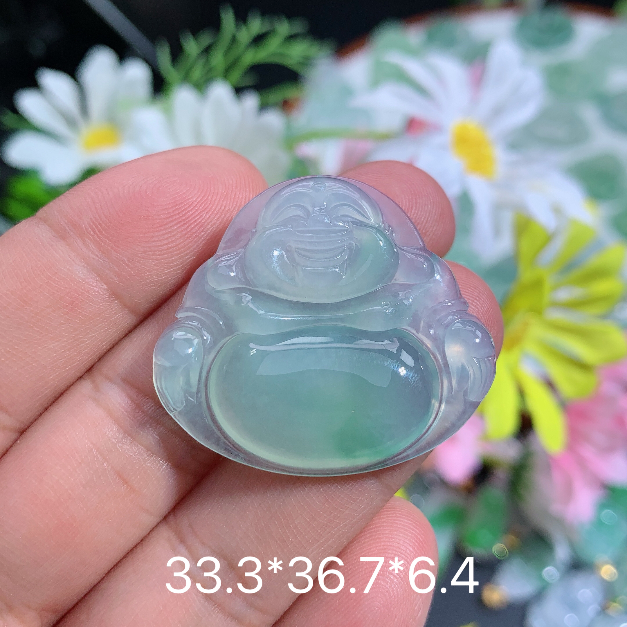 缅甸天然翡翠A货冰种飘绿佛公吊坠夏百搭精致雕刻礼物精致时尚妈