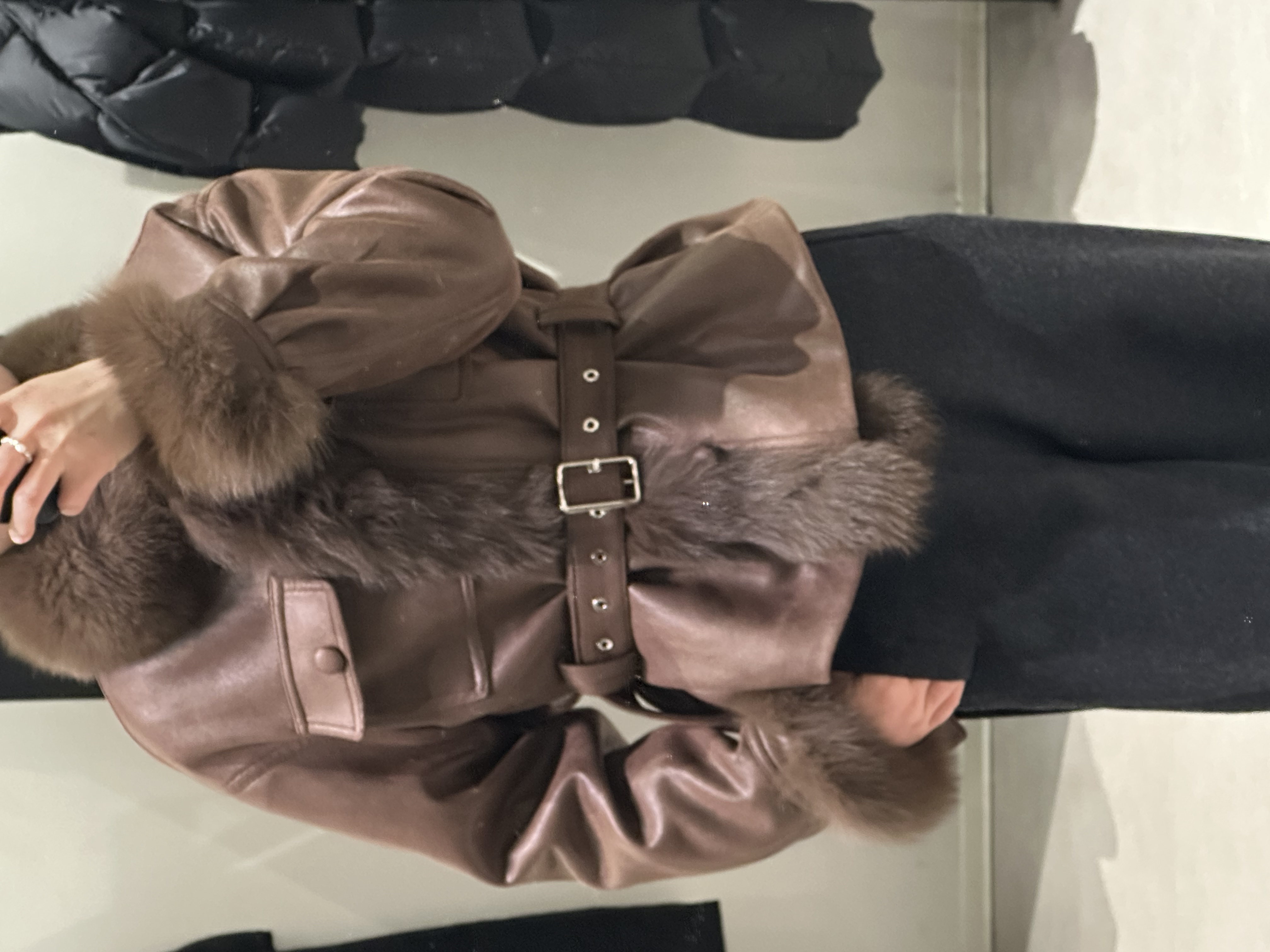 【木朴素外套1】立领长袖常规常规款短外套毛领厚款羽绒服6111