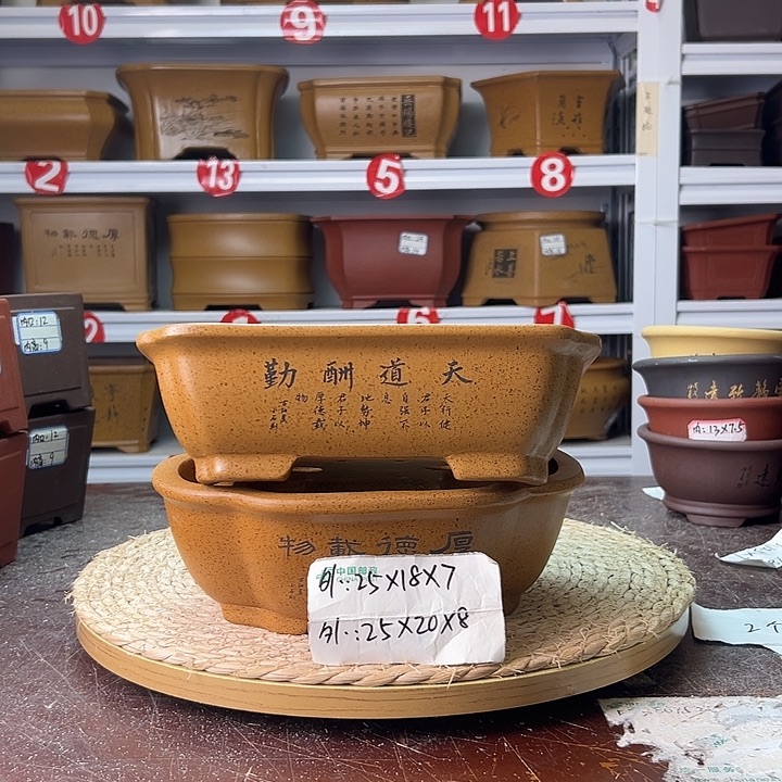 紫砂花盆蛇年大吉　