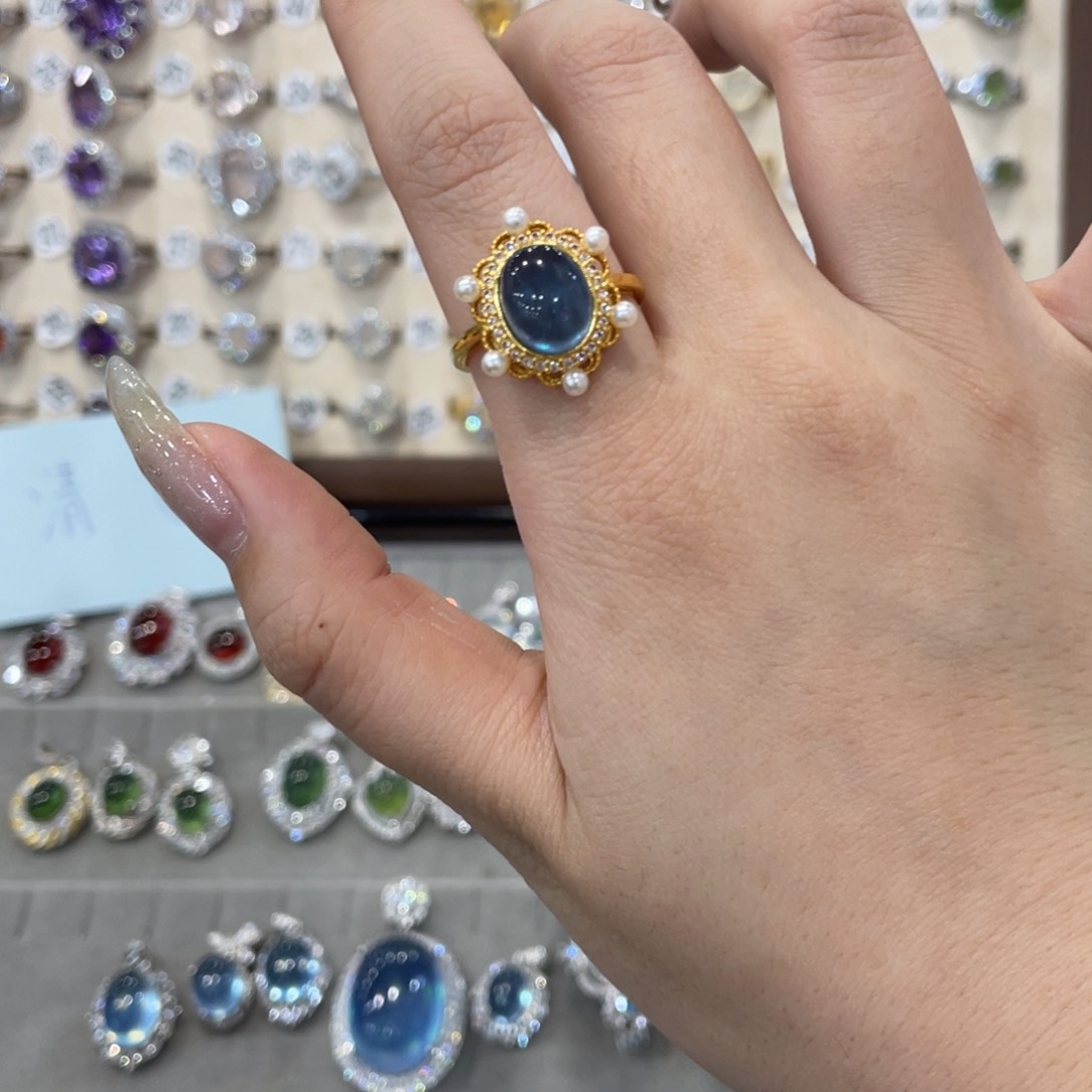 蛇纹石玉吊坠戒指手链银S925镶嵌百*果