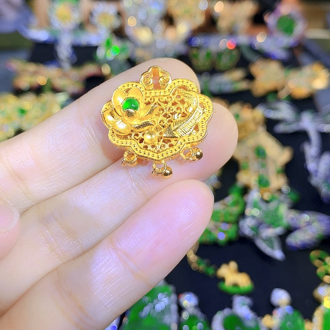 吊坠(不含链)银S925镶嵌翡翠